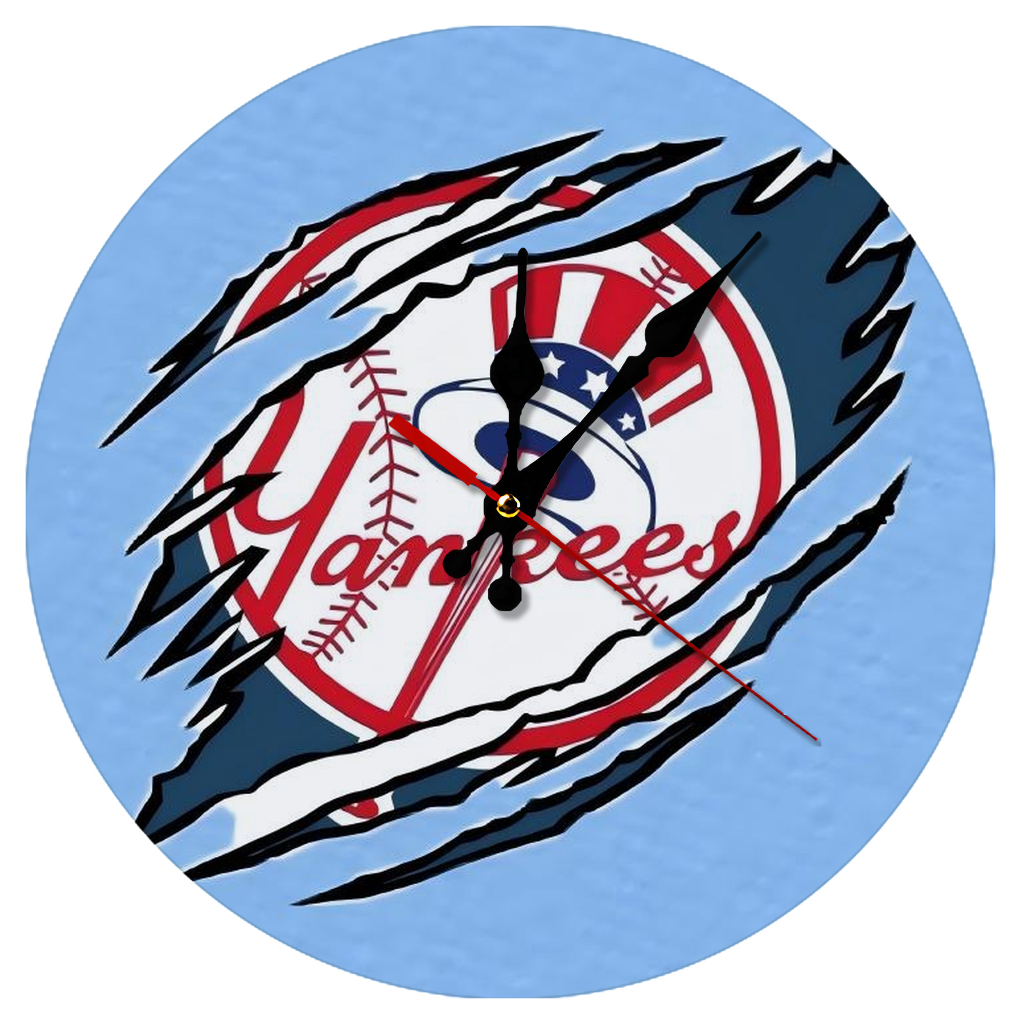 New York Yankees 128 Silent Round Wall Clock – Modern & Stylish DIY Design, Durable Wood Construction, Easy To Install – Perfect For Office, Bedroom, Living Room, And More